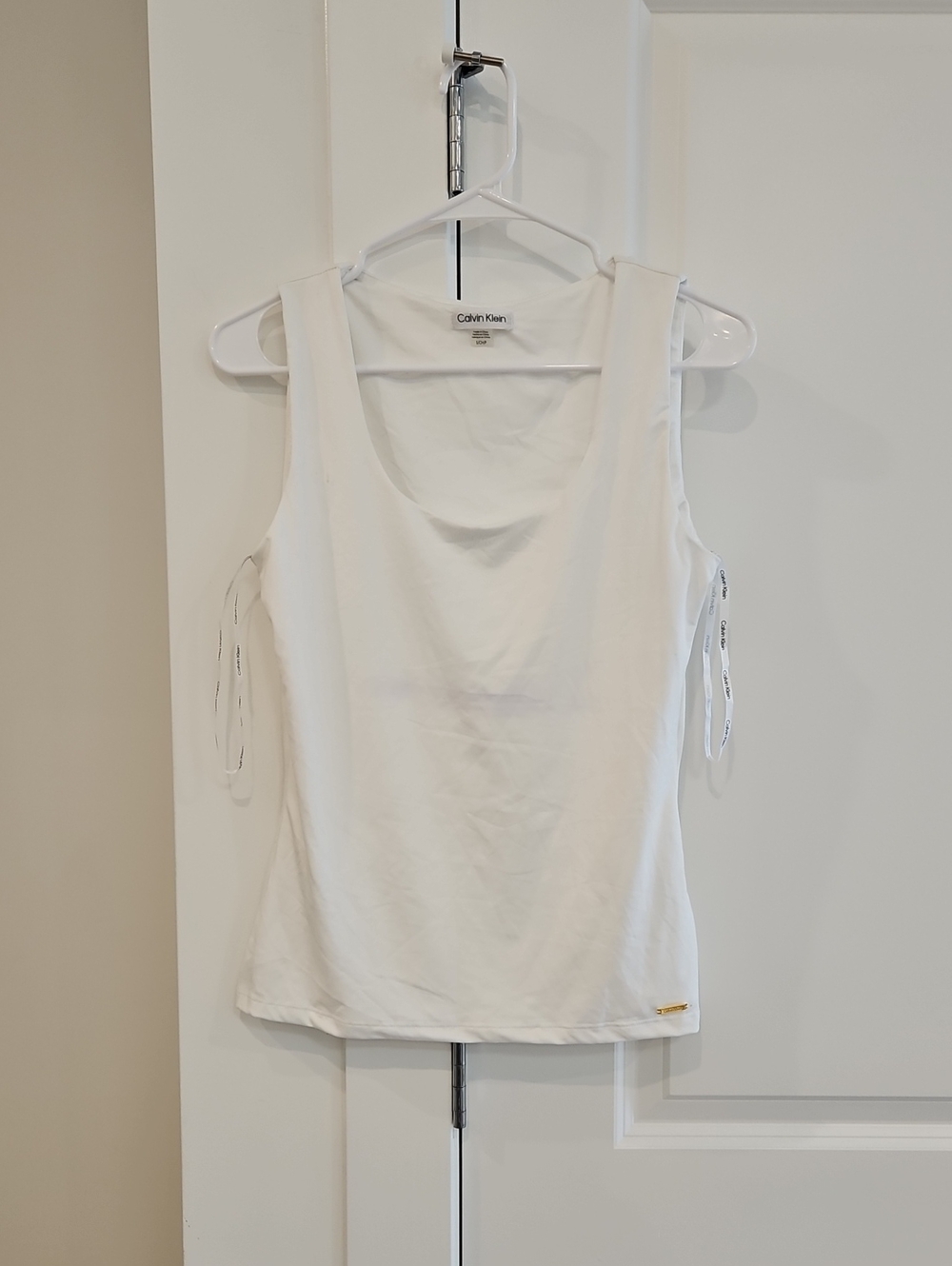 Calvin Klein White Scoop-Neck Side-Tie Tank